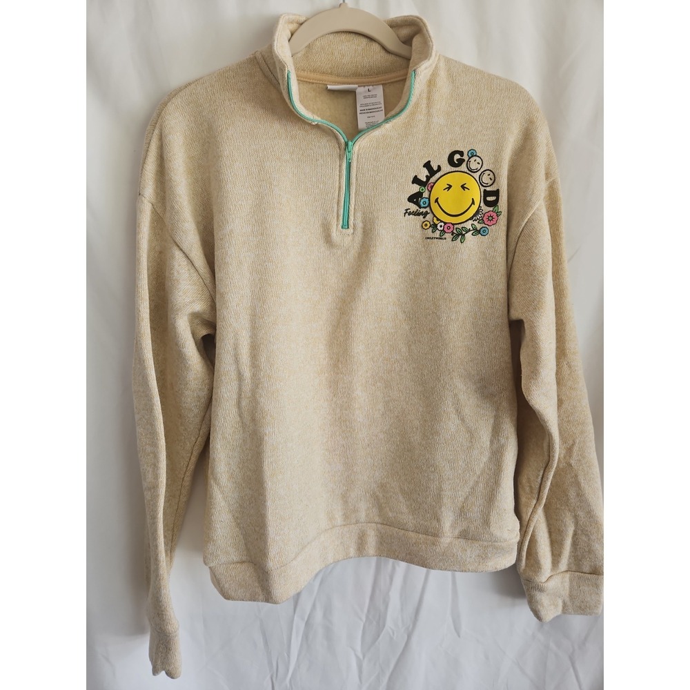 Smiley World Large Pullover All Good Logo On Front Size Large